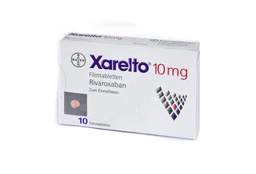 Rivaroksaban içeren film kaplı tablet: XARELTO 10 MG 10 FILM KAPLI TABLET ürün ambalajı. Üretici: BAYER TÜRK KİMYA SAN. LTD. ŞTİ.