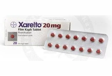 XARELTO 20 MG 28 FILM KAPLI TABLET (rivaroksaban) kutusu, film kaplı tablet. Üretici: BAYER TÜRK KİMYA SAN. LTD. ŞTİ.