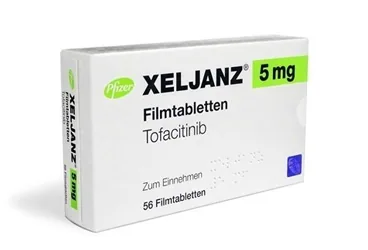 Tofasitinib içeren film kaplı tablet: XELJANZ 5 MG 56 FİLM KAPLI TABLET kutu fotoğrafı. Üretici: PFİZER PFE İLAÇLARI ANONİM ŞİRKETİ.