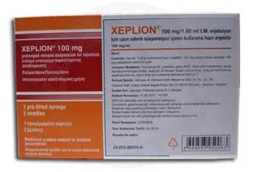 Paliperidon içeren süspansiyon: XEPLION 100 MG/1 ML IM ENJEKSIYON ICIN UZUN SALIMLI SUSPANSIYON ürün ambalajı. Üretici: JOHNSON AND JOHNSON SIHHİ MALZEME SANAYİ VE TİCARET LİMİTED ŞİRKETİ.