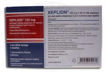 XEPLION 150 MG/1,5 ML IM ENJEKSIYON ICIN UZUN SALIMLI SUSPANSIYON kutusu, süspansiyon formunda paliperidon içerir. Üretici: JOHNSON AND JOHNSON SIHHİ MALZEME SANAYİ VE TİCARET LİMİTED ŞİRKETİ.