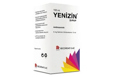 YENIZIN 100 ML ŞURUP ambalajı, şurup formunda setirizin içerir. Üretici: RECORDATİ İLAÇ SANAYİ VE TİCARET ANONİM ŞİRKETİ.