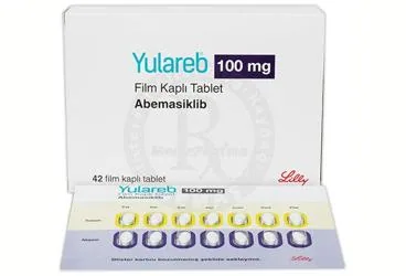 YULAREB 100 MG FILM KAPLI TABLET (42 TABLET) (abemasiklib) kutusu, film kaplı tablet. Üretici: LİLLY İLAÇ TİCARET LİMİTED ŞİRKETİ.