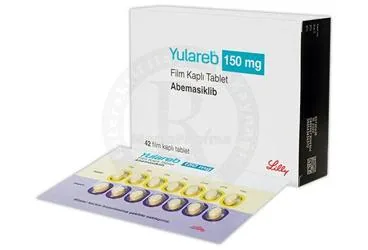YULAREB 150 MG FILM KAPLI TABLET (42 TABLET) kutu fotoğrafı, film kaplı tablet formunda abemasiklib içerir. Üretici: LİLLY İLAÇ TİCARET LİMİTED ŞİRKETİ.
