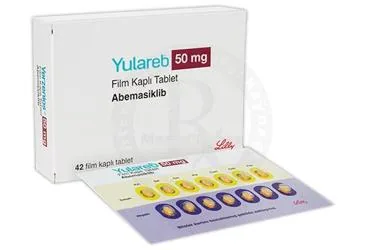 YULAREB 50 MG FILM KAPLI TABLET (42 TABLET) kutusu. Abemasiklib içeren film kaplı tablet. Üretici: LİLLY İLAÇ TİCARET LİMİTED ŞİRKETİ.