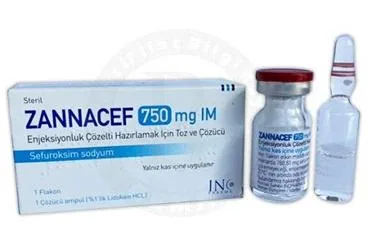 ZANNACEF 750 MG IM ENJEKSIYONLUK COZELTI HAZIRLAMAK ICIN TOZ VE COZUCU (1 FLAKON + 1 COZUCU) (sefuroksim) kutu fotoğrafı, çözelti. Üretici: INCPHARMA İLAÇ SAN. VE TİC. LTD. ŞTİ.