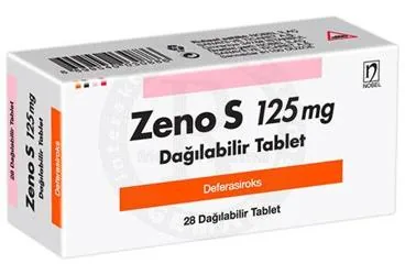 ZENO S 125 MG DAGILABILIR TABLET (28 TABLET) (deferasiroks) kutu fotoğrafı, tablet. Üretici: NOBEL İLAÇ SAN. VE TİC. A.Ş.