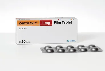 ZENTICAVIR 1 MG 30 FILM TABLET (entekavir) ürün ambalajı, film kaplı tablet. Üretici: SANOFİ İLAÇ SANAYİ ve TİC. A.Ş.