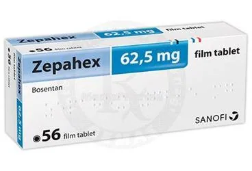 ZEPAHEX 62,5 MG 56 FILM TABLET (bosentan) ambalajı, film kaplı tablet. Üretici: SANOFİ İLAÇ SANAYİ ve TİC. A.Ş.