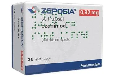 ZEPOSIA 0,92 MG SERT KAPSUL (28 KAPSUL) kutusu. Ozanimod içeren kapsül. Üretici: BRISTOL-MYERS SQUIBB İLAÇLARI INC. İSTANBUL ŞUBESİ.