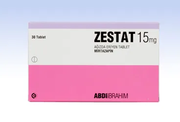 Mirtazapin içeren tablet: ZESTAT 15 MG AGIZDA DAGILAN 30 TABLET kutu fotoğrafı. Üretici: ABDİ İBRAHİM İLAÇ SANAYİ VE TİCARET A.Ş.