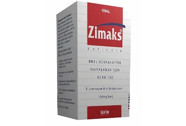 ZIMAKS 100 MG 100 ML SUSPANSIYON (sefiksim) ambalajı, süspansiyon. Üretici: BİLİM İLAÇ SANAYİİ VE TİCARET A.Ş.