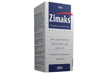ZIMAKS 100 MG/5ML 50 ML SUSPANSIYON kutu fotoğrafı. Sefiksim içeren süspansiyon. Üretici: BİLİM İLAÇ SANAYİİ VE TİCARET A.Ş.