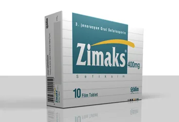 ZIMAKS 400 MG 10 TABLET ürün ambalajı. Sefiksim içeren tablet. Üretici: BİLİM İLAÇ SANAYİİ VE TİCARET A.Ş.