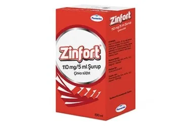 Çinko sülfat içeren şurup: ZINCFORT 25 MG /5 ML SURUP 100 ML kutu fotoğrafı. Üretici: HUMANİS SAĞLIK ANONİM ŞİRKETİ.