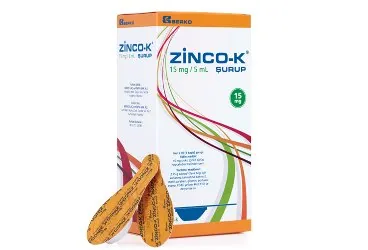ZINCO-K 15MG/5 ML 20 KASIK SURUP (çinko sülfat) ürün ambalajı, şurup. Üretici: BERKO İLAÇ VE KİMYA SAN. A.Ş.