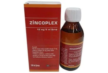 ZINCOPLEX 15 MG/5 ML SURUP (100 ML) ambalajı, şurup formunda çinko sülfat içerir. Üretici: GM-BAY SAĞLIK ÜRÜNLERİ İTHALAT İHRACAT VE TİCARET LİMİTED ŞİRKETİ.