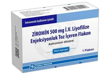 ZITRASIN 500 MG I.V. ENJEKSIYONLUK COZELTI HAZIRLAMAK ICIN LIYOFILIZE TOZ (1 FLAKON) (azitromisin) kutusu, çözelti. Üretici: WORLD MEDICINE İLAÇ SAN. VE TİC. A.Ş.