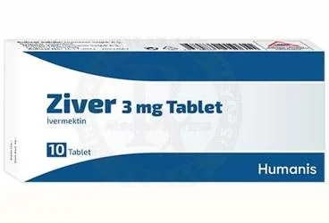 ZIVER 3 MG TABLET (10 ADET) (ivermektin) kutusu, tablet. Üretici: HUMANİS SAĞLIK ANONİM ŞİRKETİ.