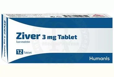 ZIVER 3 MG TABLET (12 ADET) ambalajı, tablet formunda ivermektin içerir. Üretici: HUMANİS SAĞLIK ANONİM ŞİRKETİ.