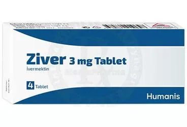 ZIVER 3 MG TABLET (4 ADET) (ivermektin) ambalajı, tablet. Üretici: HUMANİS SAĞLIK ANONİM ŞİRKETİ.