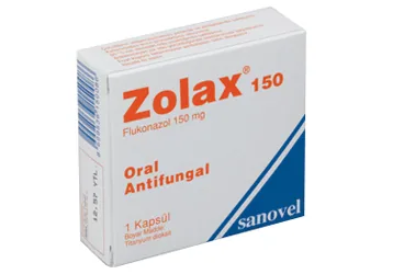 ZOLAX 150 MG 1 KAPSUL ürün ambalajı. Flukonazol içeren kapsül. Üretici: SANOVEL İLAÇ SANAYİ VE TİCARET ANONİM ŞİRKETİ.
