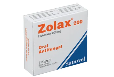 ZOLAX 200 MG 7 KAPSUL kutusu, kapsül formunda flukonazol içerir. Üretici: SANOVEL İLAÇ SANAYİ VE TİCARET ANONİM ŞİRKETİ.