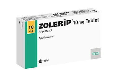ZOLERIP 10 MG 28 TABLET kutu fotoğrafı, tablet formunda aripiprazol içerir. Üretici: TEVA İLAÇLARI SANAYİ VE TİCARET A.Ş.
