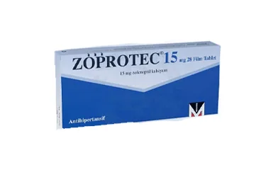 ZOPROTEC 15 MG 28 FILM TABLET kutu fotoğrafı, film kaplı tablet formunda zofenopril içerir. Üretici: MENARİNİ İLAÇ SANAYİ VE TİCARET A.Ş.