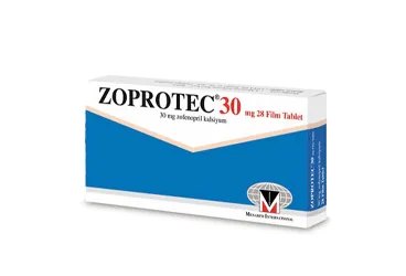 ZOPROTEC 30 MG 28 FILM TABLET kutusu. Zofenopril içeren film kaplı tablet. Üretici: MENARİNİ İLAÇ SANAYİ VE TİCARET A.Ş.