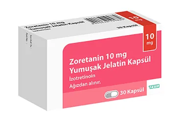 ZORETANIN 10 MG 30 KAPSUL (isotretinoin) ambalajı, kapsül. Üretici: DROGSAN İLAÇLARI SAN. VE TİC. A.Ş.