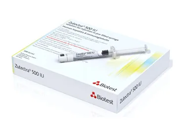 ZUTECTRA 500 IU/1 ML ENJEKSIYONLUK COZELTI ICEREN KULLANIMA HAZIR ENJEKTOR ürün ambalajı. Hepatit b immünglobülin içeren çözelti. Üretici: KANSUK LABORATUARI SANAYİ VE TİCARET A.Ş.