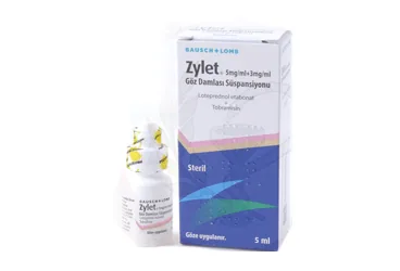 ZYLET 5 MG/ML + 3 MG/ML GOZ DAMLASI SUSPANSIYONU 5 ML (loteprednol + tobramisin - oftalmik) kutu fotoğrafı, süspansiyon. Üretici: BAUSCH & LOMB SAĞLIK VE OPTİK ÜRÜNLERİ TİC. A.Ş.