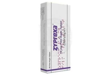 ZYPREXA 10 MG FILM KAPLI TABLET (28 TABLET) kutusu. Olanzapin içeren film kaplı tablet. Üretici: BMED İLAÇ DANIŞMANLIK SAĞLIK ÜRÜN VE HİZMETLERİ TİCARET LİMİTED ŞİRKETİ.