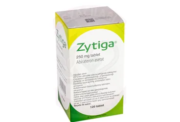 ZYTIGA 250 MG TABLET (120 TABLET) ambalajı. Abirateron içeren tablet. Üretici: JOHNSON AND JOHNSON SIHHİ MALZEME SANAYİ VE TİCARET LİMİTED ŞİRKETİ.