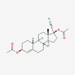 etinodiol diasetat, etinilöstradiol etkin maddesinin kimyasal yapı formülü (ethinodiol diacetate)